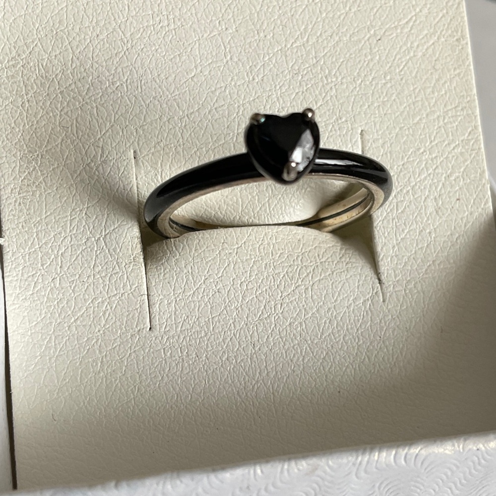 Pandora Black Heart Ring with Silver Details